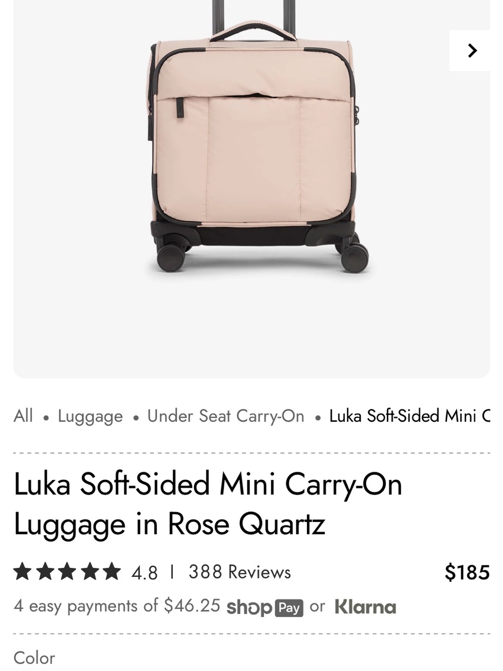 Calpak Pink Carry-On Spinner Travel Bag - Picture 9 of 10